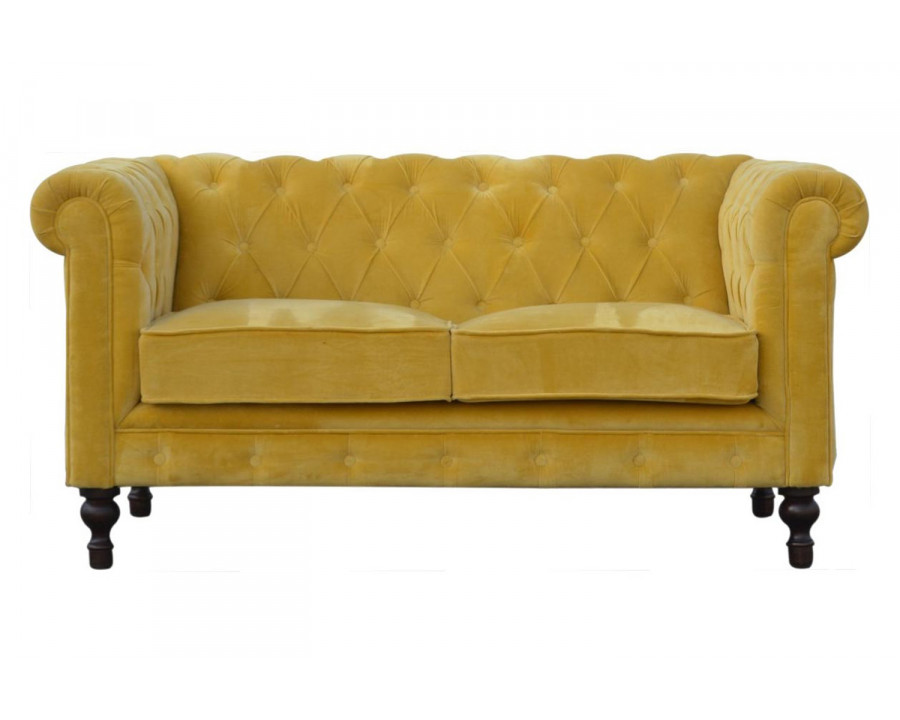 Artisan Chesterfield Sofa with 2 Seater - Mustard, Velvet