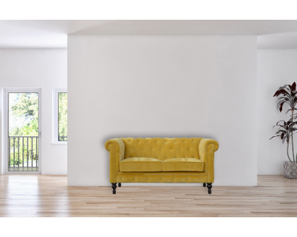 Artisan Chesterfield Sofa with 2 Seater - Mustard, Velvet