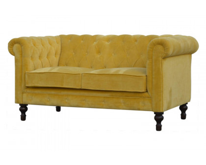 Artisan Chesterfield Sofa with 2 Seater - Mustard, Velvet