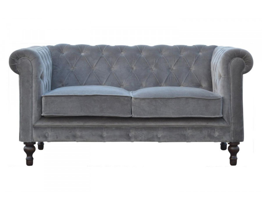 Artisan Chesterfield Sofa with 2 Seater - Gray, Velvet