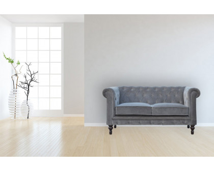 Artisan Chesterfield Sofa with 2 Seater - Gray, Velvet