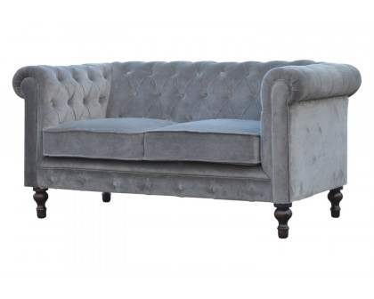 Artisan Chesterfield Sofa with 2 Seater - Gray, Velvet