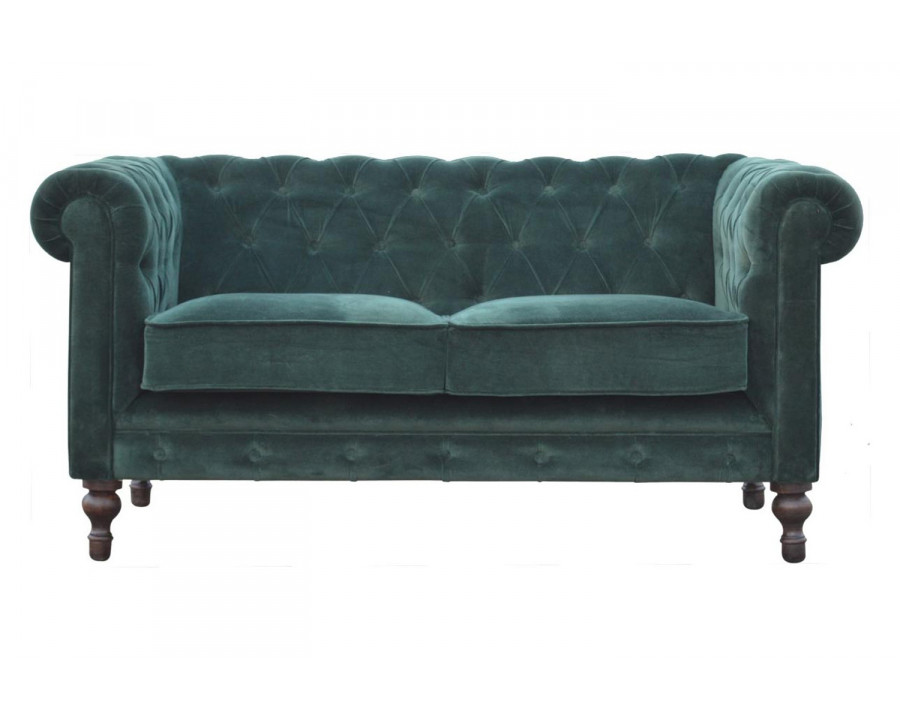 Artisan Chesterfield Sofa with 2 Seater - Emerald Green, Velvet