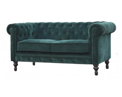 Artisan Chesterfield Sofa with 2 Seater - Emerald Green, Velvet