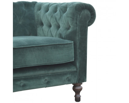 Artisan Chesterfield Sofa with 2 Seater - Emerald Green, Velvet