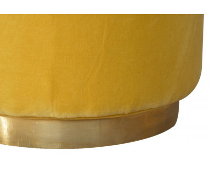 Artisan Footstool with Base - Velvet, Mustard, Gold