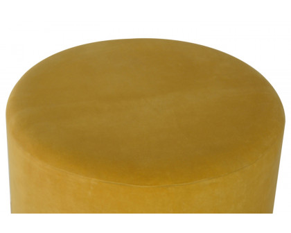 Artisan Footstool with Base - Velvet, Mustard, Gold