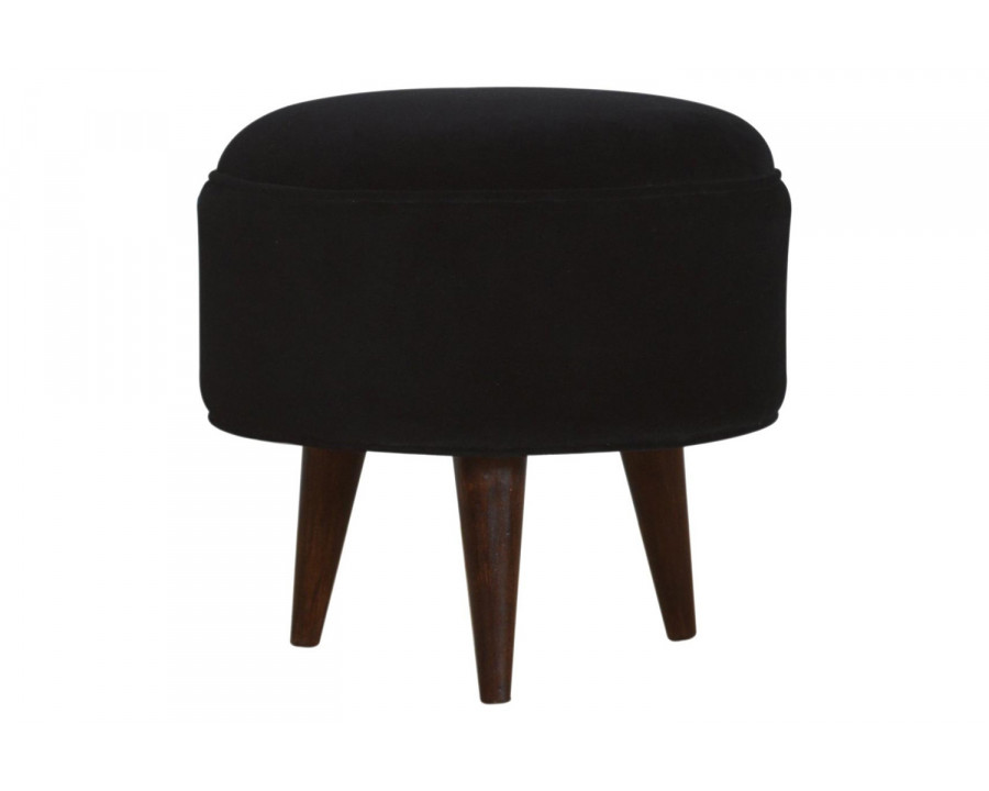 Artisan Nordic Style Footstool - Black, Velvet