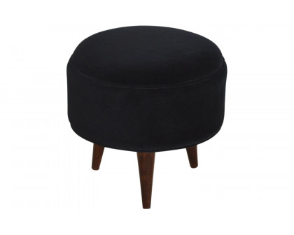 Artisan Nordic Style Footstool - Black, Velvet