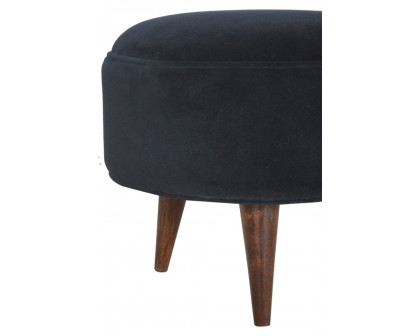 Artisan Nordic Style Footstool - Black, Velvet