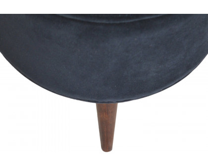 Artisan Nordic Style Footstool - Black, Velvet