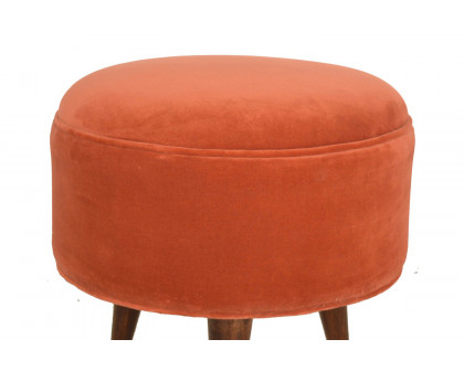 Artisan Nordic Style Footstool - Brick Red, Velvet