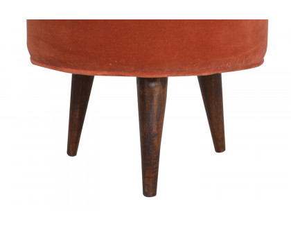 Artisan Nordic Style Footstool - Brick Red, Velvet