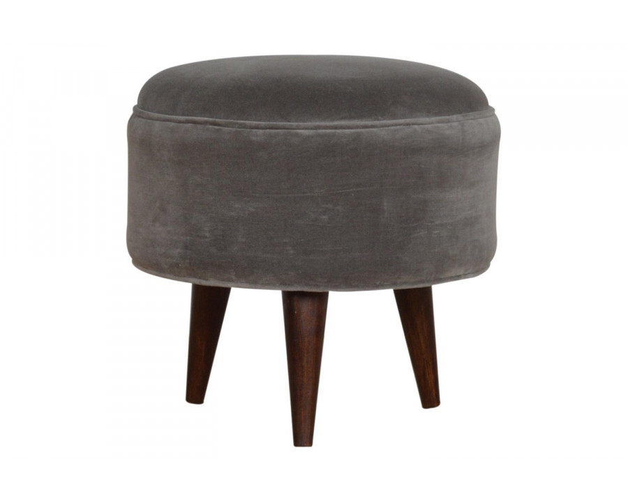 Artisan Nordic Style Footstool - Gray, Velvet