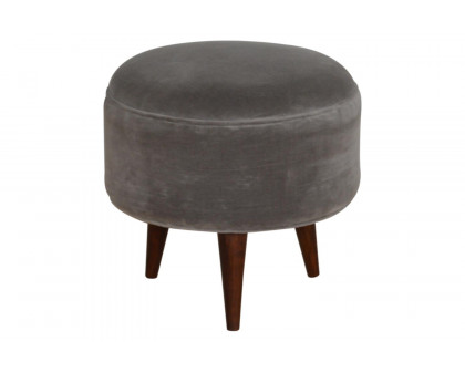 Artisan Nordic Style Footstool - Gray, Velvet