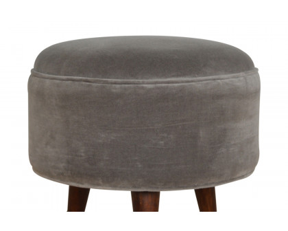 Artisan Nordic Style Footstool - Gray, Velvet