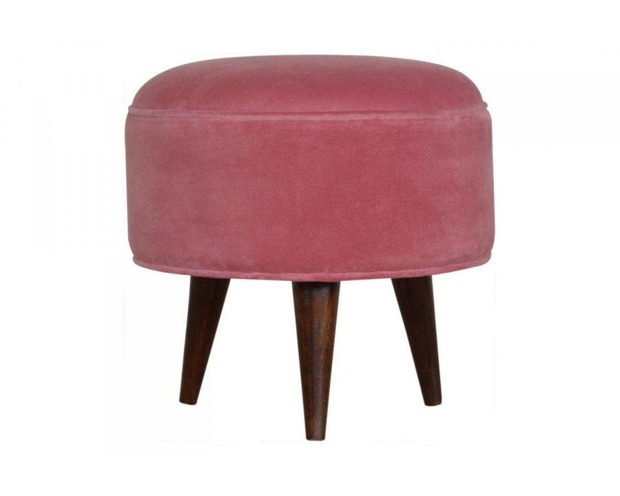 Artisan Nordic Style Footstool - Pink, Velvet