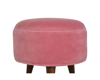 Artisan Nordic Style Footstool - Pink, Velvet