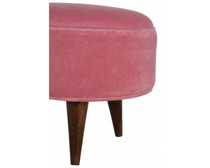 Artisan Nordic Style Footstool - Pink, Velvet