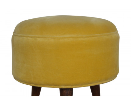 Artisan Nordic Style Footstool - Mustard, Velvet