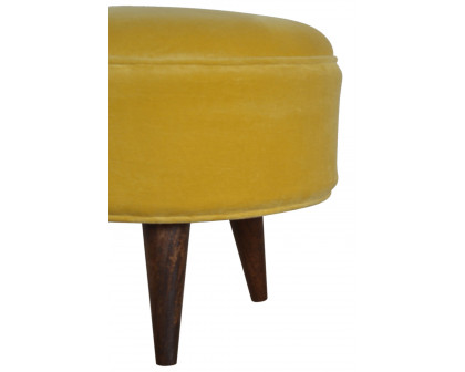 Artisan Nordic Style Footstool - Mustard, Velvet