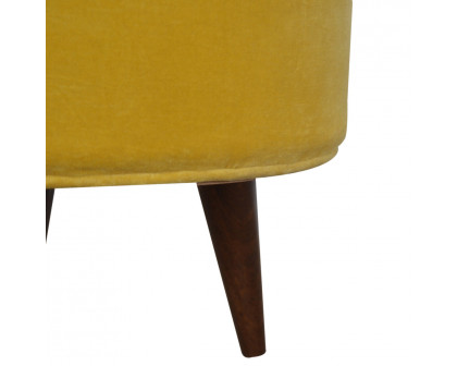 Artisan Nordic Style Footstool - Mustard, Velvet