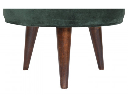 Artisan Nordic Style Footstool - Emerald Green, Velvet