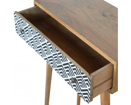 Artisan - Monochrome Print Console Table in Oak-Ish