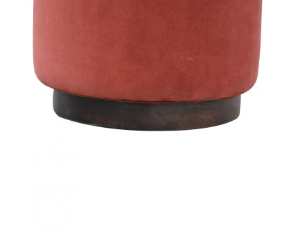 Artisan Wooden Large Footstool - Brick, Velvet