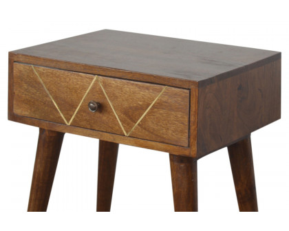 Artisan Geometric Brass Inlay Bedside - 1 Drawer