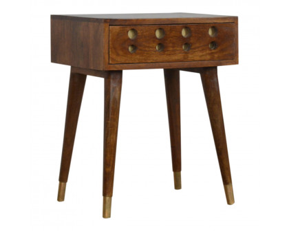 Artisan - Cut-Out Nightstand with 1 Drawers in Chestnut, Brass