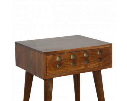 Artisan - Cut-Out Nightstand with 1 Drawers in Chestnut, Brass