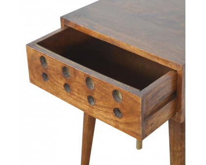 Artisan - Cut-Out Nightstand with 1 Drawers in Chestnut, Brass