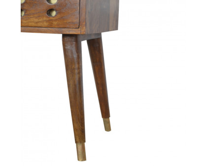 Artisan - Cut-Out Nightstand with 1 Drawers in Chestnut, Brass