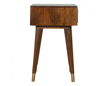 Artisan - Cut-Out Nightstand with 1 Drawers in Chestnut, Brass