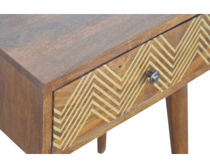 Artisan Brass Inlay Chevron Bedside