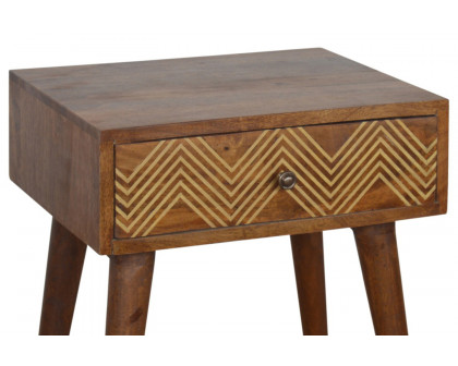 Artisan Brass Inlay Chevron Bedside