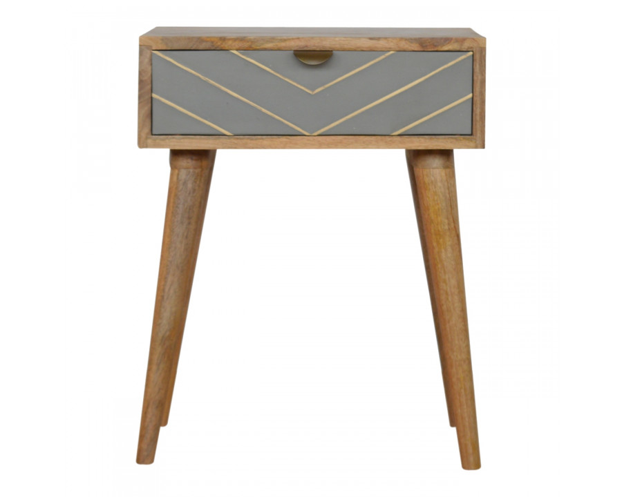 Artisan - Inlay Nightstand in Sleek Cement, Brass