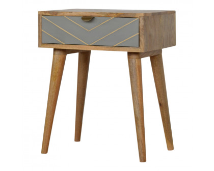 Artisan - Inlay Nightstand in Sleek Cement, Brass