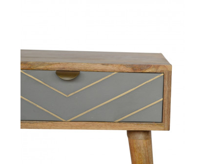 Artisan - Inlay Nightstand in Sleek Cement, Brass