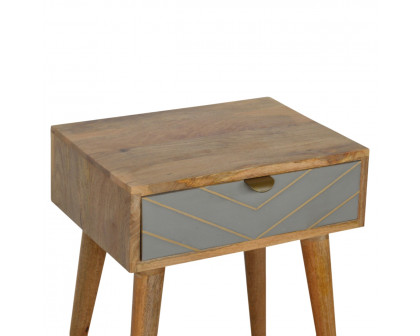 Artisan - Inlay Nightstand in Sleek Cement, Brass