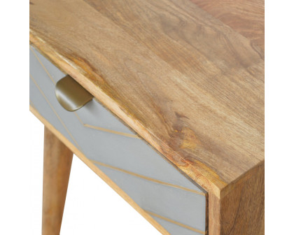 Artisan - Inlay Nightstand in Sleek Cement, Brass