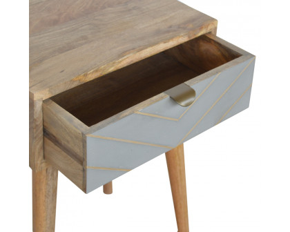 Artisan - Inlay Nightstand in Sleek Cement, Brass