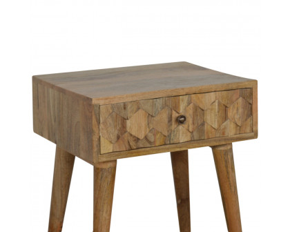 Artisan - Pineapple Carved Nightstand in Oak-Ish