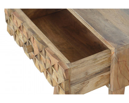 Artisan - Diamond Carved Bedside in Oak-ish, 1 Drawer