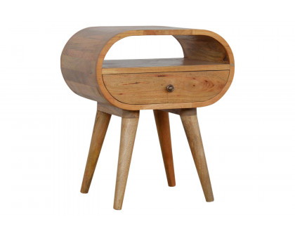 Artisan Circular Open Slot Bedside - Oak-ish