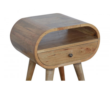 Artisan Circular Open Slot Bedside - Oak-ish