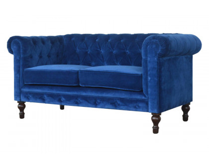 Artisan Chesterfield Sofa with 2 Seater - Royal Blue, Velvet