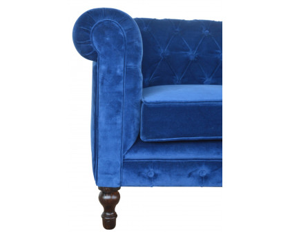 Artisan Chesterfield Sofa with 2 Seater - Royal Blue, Velvet