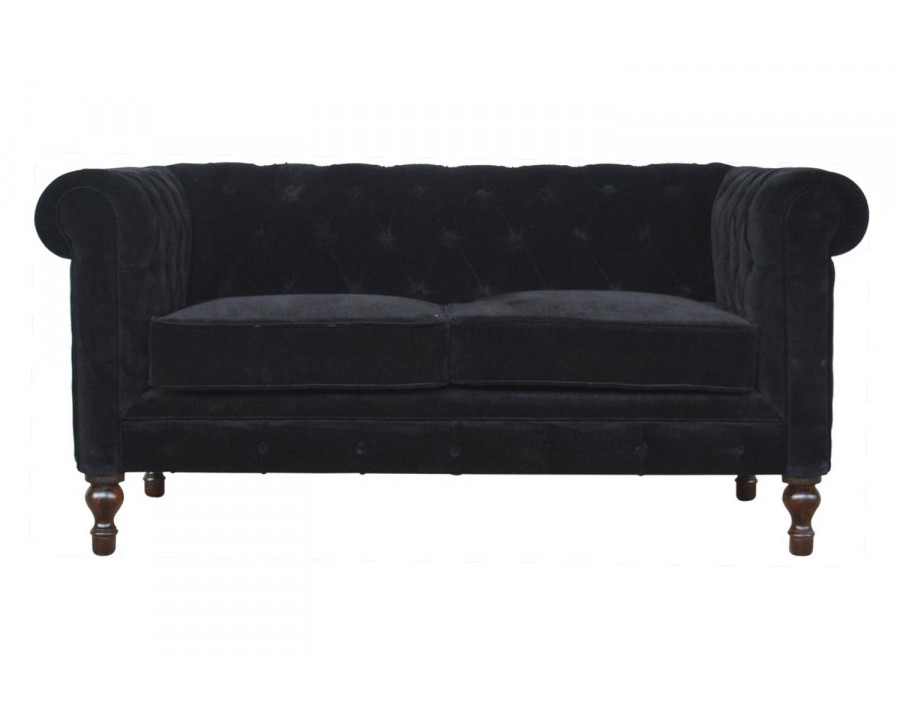 Artisan Chesterfield Sofa with 2 Seater - Black, Velvet